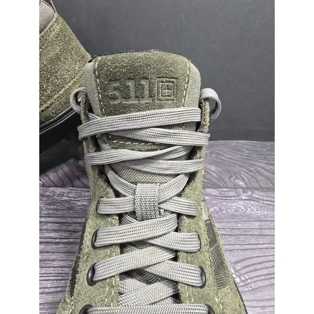 5.11 Tactical Men's 9.5 Norris Ranger Green Suede Sneakers Vibram Soles Mid-Cut
